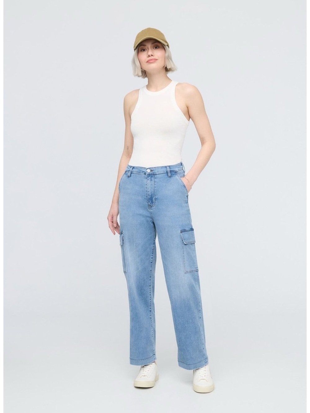 NWT DUER Performance Denim Lite High Rise Cargo Jeans | Size 26 x 31